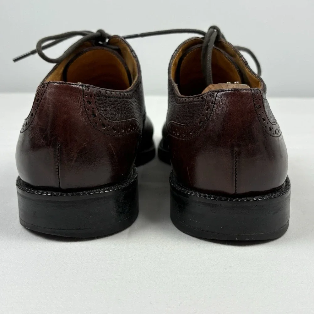 Johnston & Murphy Cellini Medallion Cap Toe Oxfords 11M Burgundy Leather Italy